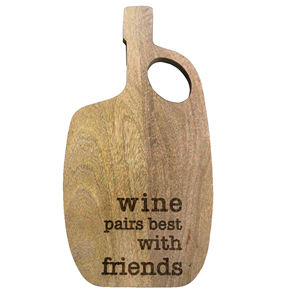 Planche à fromage en bois de manguier faite à la main et plateau de charcuterie avec citation de vin gravée plateau de service en forme de bouteille planche à découper - Product Image 1