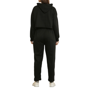 <b>Women's</b> Wholesale Fitness Tracksuit Drop Shoulder <b>Warm</b> Long Sleeve Crop <b>Top</b> Hoodie & Sweatpants for Sportswear Style - Product Image 2