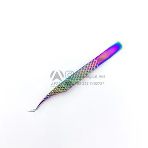 Pinzas de pestañas largas Rainbow Diamond Grip Pinzas de extensión de pestañas de acero inoxidable/pinzas extensión de pestañas - Product Image 3