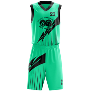 Ensemble de maillots de basket-ball réversibles double face Vêtements de sport en polyester respirant comprenant un short Taille Plus pour les garçons Été - Product Image 3