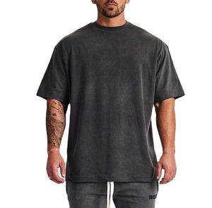Wholesale Loose Fit Custom Oversized T-shirt with Front Logo Blank Cotton/<b>Bamboo</b> Fiber Plus Size Men High Street Solid - Product Image 1
