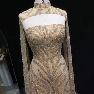 Jancer Lsz663 लक्जरी शैंपेन मर्मेड प्रोम ड्रेस चोकर गर्दन सीक्वल पार्टी शाम की पोशाक - Product Image 5