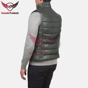 Gilet en cuir véritable sans manches d'hiver pour hommes à la mode avec fermeture à glissière-Gilet bouffant de conception personnalisée de qualité supérieure - Product Image 5