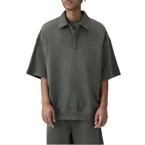 100% algodón de lujo de gran tamaño para hombre, hombro caído para camiseta de Polo, diseño de logotipo personalizado, estilo cuadrado, tela de punto informal de talla grande - Product Image 6