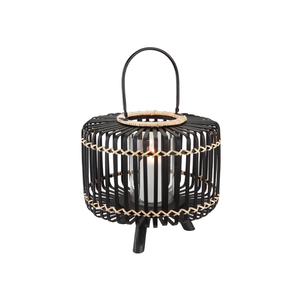 โคมไฟหวายสีดำโคมไฟหวายทำด้วยมือพร้อมขาตั้งตกแต่งสวนห้องนั่งเล่น - Product Image 5