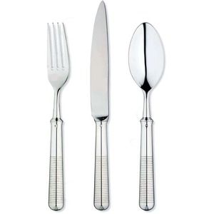 Juego de 5 cubiertos de acero inoxidable con asas de diseño antiguo, cubiertos, cuchara, cuchillo, tenedor, utilizado en la mesa de la cocina, juegos chapados en Color plateado - Product Image 2