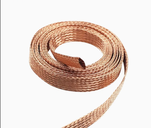 Ruban conducteur flexible de qualité supérieure, fabriqué en fil de cuivre étamé, tresse de cuivre étamé plate, brillant, largeur 1/4 po, longueur 25 pi - Product Image 2