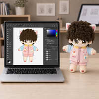 Peluche Garçon Cheveux Bouclés Personnalisés avec Oreilles de Chat, Veste de Sport, Jouet en Peluche Kawaii, Article de Collection, Vente en Gros