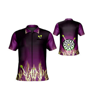 Personnalisez votre propre chemise de fléchettes Chemise de sport boutonnée d'équipe personnalisée pour hommes 100% Maillot de fléchettes en polyester - Product Image 5