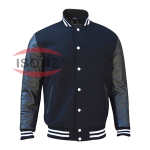 Veste universitaire de baseball pour homme, style streetwear, veste d'hiver avec broderie en chenille et manches en cuir - Product Image 1