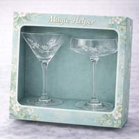 Ensemble de verres classiques gravés de motifs floraux, coffret cadeau Martini et Coupe pour bar, restaurant, vente en gros
