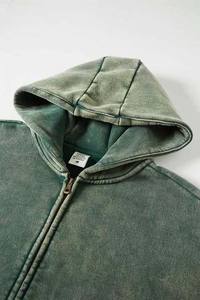 Sudadera con capucha de bolsillo lavado con ácido para hombre Sun Faded Heavyweight 100% algodón Basics Streetwear bordado personalizado para invierno - Product Image 4