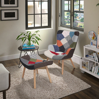 Mobilier moderne Fauteuil de salon Fauteuil simple rembourré en patchwork relaxant Fauteuil de détente