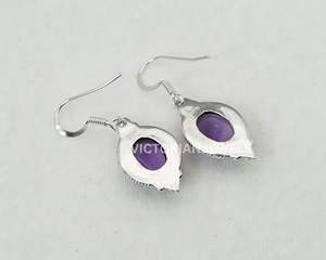925 argent sterling massif violet améthyste février mois pierre de naissance crochet boucle d'oreille - Product Image 4