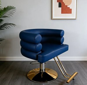 Sillón de Barbería Moderno de Cuero Marrón con Bomba Hidráulica, Base Redonda, Altura Ajustable, Mueble de Salón para Barbería y Salón de Belleza - Product Image 2