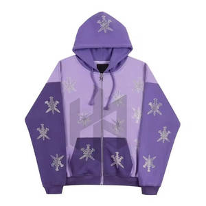 Custom Zipper <b>Rhinestone</b> <b>Hoodies</b> Sports Wear Men Jogging Zipper <b>Rhinestone</b> <b>Hoodies</b> Made In Pakistan - Product Image 1