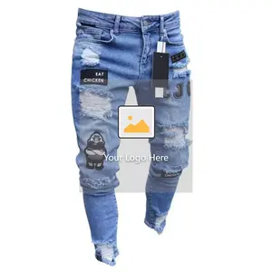 กางเกงยีนส์ขายาวสลิมขายาวสำหรับผู้ชายกางเกงยีนส์ทรงตรงสไตล์วินเทจ - Product Image 6