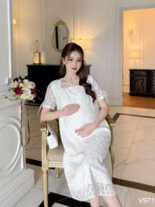 Vestido de maternidad de verano de alta calidad Anti-retráctil Absorbente de sudor Tela suave y cómoda Buena absorbencia-Vietnam V971 - Product Image 3