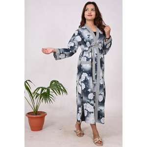 Robe kimono modal en satin pour femmes, impression numérique, vêtements de nuit de luxe doux, robe de chambre et de sommeil légère - Product Image 3