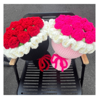 Flores de Hilo de Ganchillo Hechas a Mano para Arreglos Florales, Decoración de Interiores, Empaque Creativo - Regreso a Clases, Día de la Madre