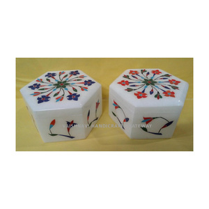 Handmade Beautiful Marble Natural Stone Inlay Jewelry <b>Box</b> 4x4" Inch VAISHNAVI BRAND for <b>Wedding</b> and Home Decor - Product Image 3