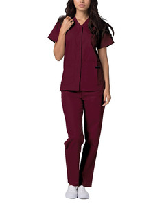 Ensembles d'uniformes de spa élégants unisexes pour esthéticiennes, tissu tissé 100% coton, hauts et pantalons à manches courtes, usage hospitalier - Product Image 2