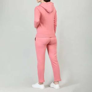 Ropa de calle con estampado personalizado, conjunto de chándal con cremallera transpirable de algodón 100%, Sudadera con capucha deportiva de invierno de peso pesado frontal para mujer, Jogger - Product Image 2