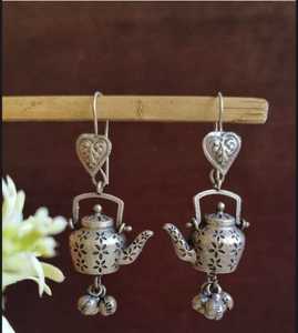 Monalisa Stone Oxidized Stud Unique Design <b>Earring</b> Beautiful Flower Studs For Women Ethnic Customize <b>Fashion</b> Jewellery - Product Image 3