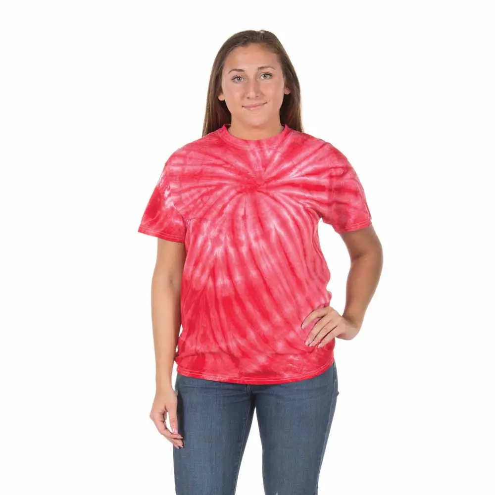 Camiseta de manga curta casual feminina com gola de colher, camiseta de verão, camiseta tie-dye direto da fábrica