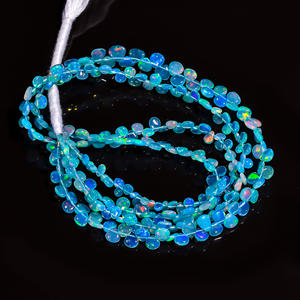 Opale, perles d'opale bleue éthiopienne, perles de pierres précieuses ovales multi-feu pour la fabrication de bijoux, perles lisses de coeur de pierres précieuses d'opale de feu multi - Product Image 2