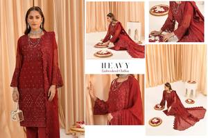 Mousseline de soie de qualité supérieure pour dames Shalwar Kameez vêtements de fête pakistanais de qualité importée - Product Image 3