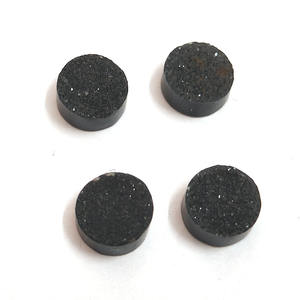 ดรูซี่สีดำธรรมชาติเม็ดกลมแบน8มม. คริสตัล2.5ซิลอัญมณีหลวมสำหรับทำเครื่องประดับหินดรูซี่ - Product Image 4