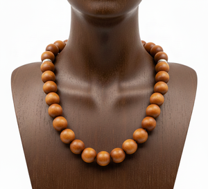 Collar de Cuentas de Madera Natural de 18 Pulgadas para Mujer, con Aroma, Plata Tibetana, Chapado en Oro de 10K, Diseño Geométrico, Joyería de Moda - Product Image 3