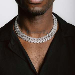 Collar de cadena de eslabones cubanos de 19mm para hombre, joyería de Hip Hop de alta calidad, joyería de moissanita de diamante Baguette de circón 3A, joyería de moissanita - Product Image 3