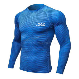 Vente en gros sur mesure Chemise de compression MMA à manches longues pour hommes BJJ Rash Guard Jiu Jitsu Grappling No Gi MMA Training Wear - Product Image 1