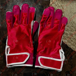 Gants de frappe de baseball en cuir véritable rose et blanc pour adultes et jeunes - Product Image 5