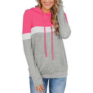 Sweat-shirt à capuche multicolore pour femmes Patchwork Tissu polaire de coton Produit bon marché Pull-over Pull d'hiver Logo de marque personnalisé OEM - Product Image 2