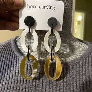 Pendientes de Aro de Cuerno de Búfalo Natural para Mujer, Tamaño Personalizable, Bodas, Uso Diario, Joyería de Moda, Mejor Precio - Product Image 1