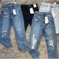 Sous-vêtements pour hommes adultes en denim délavé et usé, sexy, décontractés, en coton et élasthanne, coupe droite, surplus de vêtements, stock excédentaire, coupe ajustée