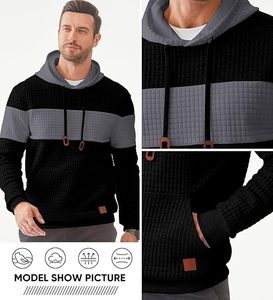 Women's Lightweight <b>Waffle</b> Knit Hooded Pullover Sweatshirt Long Sleeve Winter Solid Windproof Pocket ODM Fabric - Product Image 3