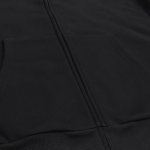 Sudadera con capucha de algodón grueso de alta calidad para hombre con cremallera, estampado de diamantes de imitación personalizado, bajo sin rematar y teñido liso para uso casual de invierno - Product Image 6