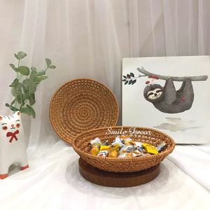 Art populaire vietnamien bambou rotin panier décor à la maison plateau de rangement des aliments peint fleur Design - Product Image 6