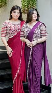 ผ้าซารีออร์แกนซ่าปักลายสุดฮิตสำหรับผู้หญิง สวมใส่ในงานปาร์ตี้และเทศกาล พร้อมเสื้อซารีสำหรับผู้หญิง - Product Image 5