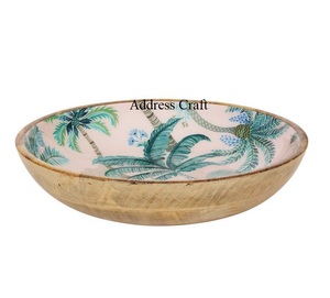 Tazón para servir de madera de mango Natural ecológico, juego de vajilla para el hogar y la cocina, tazón de resina de madera hecho a mano a precio de fábrica India - Product Image 5