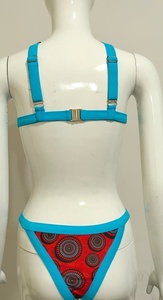 Conjunto de Bikini personalizable con logo y cinturón de malla con cordón bordado disponible letra Paisley 2 uds lavado liso teñido - Product Image 3