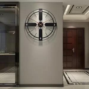 Reloj de pared de hierro de lujo moderno, redondo, acabado negro, cuarzo silencioso, reloj de Metal decorativo indio para sala de estar, exhibición de agujas - Product Image 4