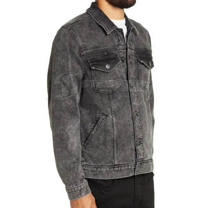 Veste en jean pour homme, prix bas, haute qualité, logo personnalisé imprimé, grandes tailles, veste en jean personnalisée pour homme - Product Image 3