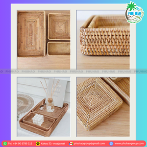 PRODUIT CHAUD Plateau en rotin 100% naturel vietnamien abordable, parfait pour organiser les outils de cuisine et les articles ménagers - Product Image 2