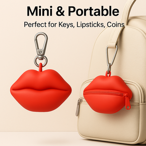 Dompet Koin Silikon Bentuk Bibir Desain Baru Eksklusif dengan Gantungan Kunci, Kantong Mini Tahan Air untuk Lipstik, Kunci & Koin, Logo Custom - Product Image 4