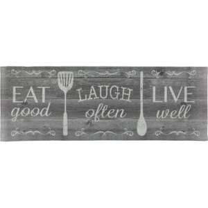 Tappeto Antifatica Oversize 20x55 per Cucina, Design 'Eat Laugh Live' Imbottito per Uso Domestico - Product Image 1